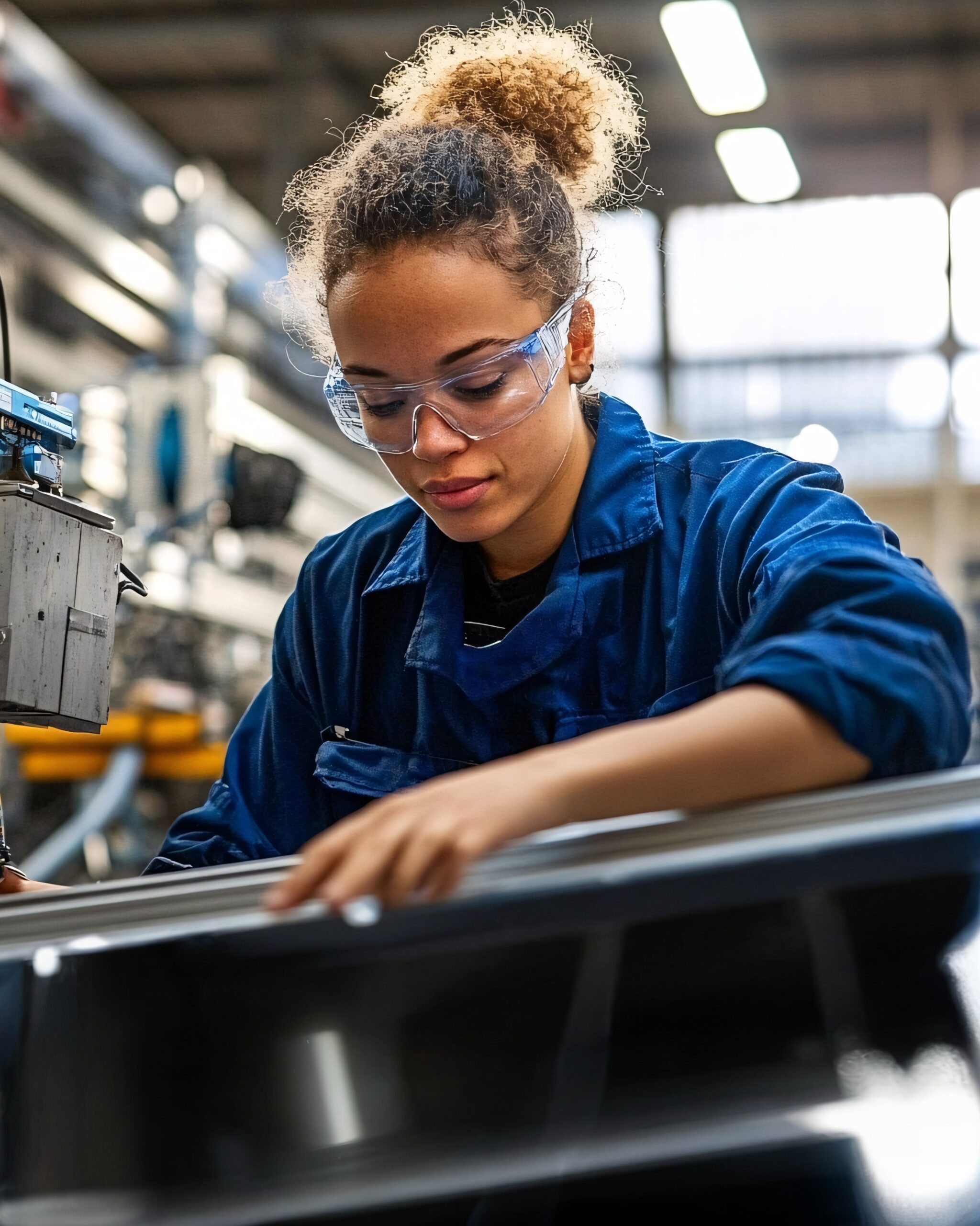 Technician Inspecting And Assembling Photovoltaic Solar Panels In Bright Industrial Workspace For Renewable Energy Production