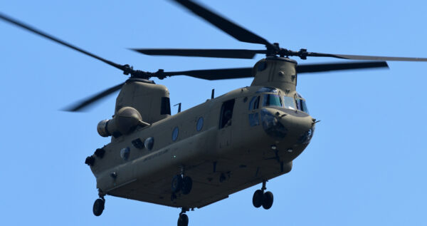 Tokyo, Japan May 26, 2019:united States Army Boeing Ch 47f Chinook Heavy Lift Helicopter.